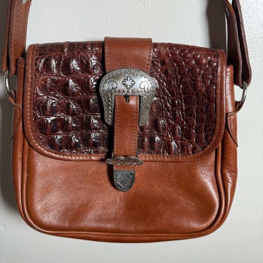Navasota Brown Leather Crossbody Bag Western Cowgirl Rodeo